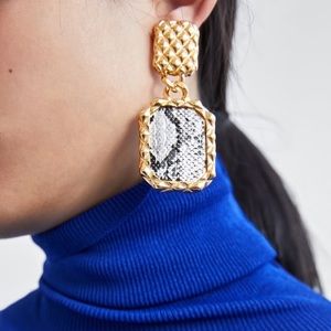 Zara snakeskin drop statement earrings